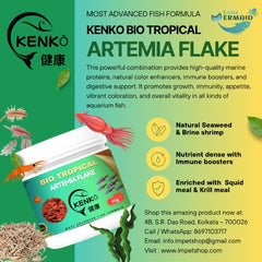 KENKO Bio Tropical Fish Food 40 g | Premium Blend with White Fish Meal, Brine Shrimp, Squid and Seaweed|Balanced Diet for Tetras,Cichlids and Other Tropical Fish |Rich in Protein & Essential Nutrients