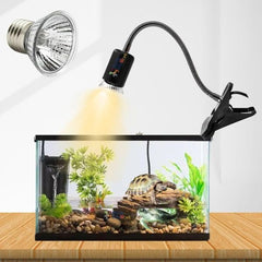 Reptile Heat Lamps, UVA/UVB Turtle Lamp with Holder, 360° Rotatable Basking Lamp for Turtle, Lizard & Aquatic Plants (Holder + 50W UV Bulb)