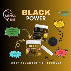 KENKO Black Power Fish Food – 100g | Advanced Nutrition Formula for Cichlids, Discus, and Flowerhorn Fish | High-Protein Sinking Pellets for Vibrant Color, Active Behavior & Healthy Growth
