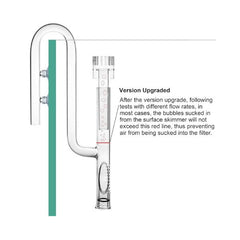Glass Lily Pipe Inflow-Outflow with Surface Skimmer for Aquarium