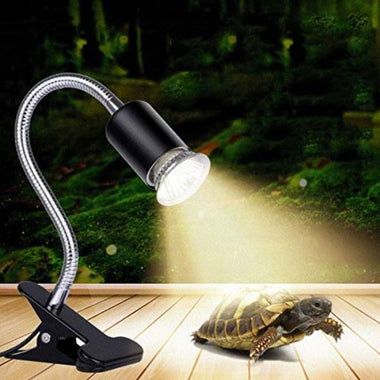 Reptile Heat Lamps, UVA/UVB Turtle Lamp with Holder, 360° Rotatable Basking Lamp for Turtle, Lizard & Aquatic Plants (Holder + 50W UV Bulb)