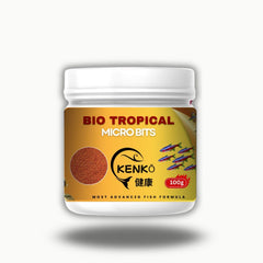 KENKO Bio Tropical Micro Bits Fish Food - 100g Advanced Formula Micro Pellets for Tetras, Guppies, Rasboras and Small Tropical Fish | Protein-Rich, Slow Sinking Bits for Daily Feeding & Vibrant Colors
