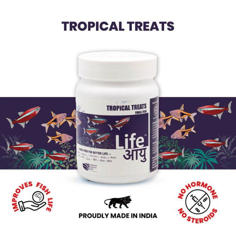 Life AAYU Tropical Treats Fish Food – Ayurvedic Immunity Boost Pellets for Tropical Fish (70g)