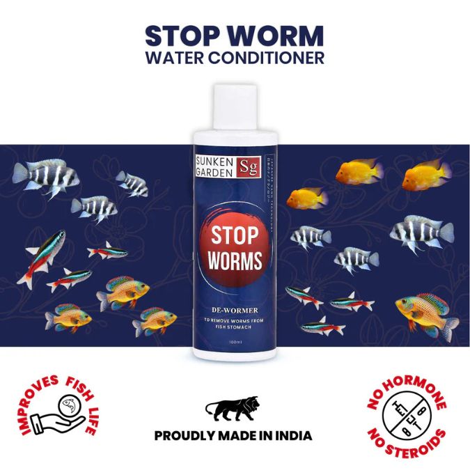 Sunken Garden Stop Worms | Liquid De-Wormer for Freshwater Aquariums | Safe for Fish, Shrimp & Snails
