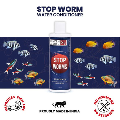 Sunken Garden Stop Worms | Liquid De-Wormer for Freshwater Aquariums | Safe for Fish, Shrimp & Snails