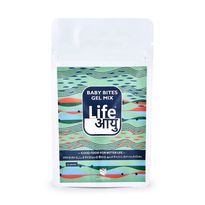 Life Aayu Baby Bites Gel Mix – 15g | High-Protein Gel Food for Baby Fish Growth & Immunity | With Digestive Enzymes